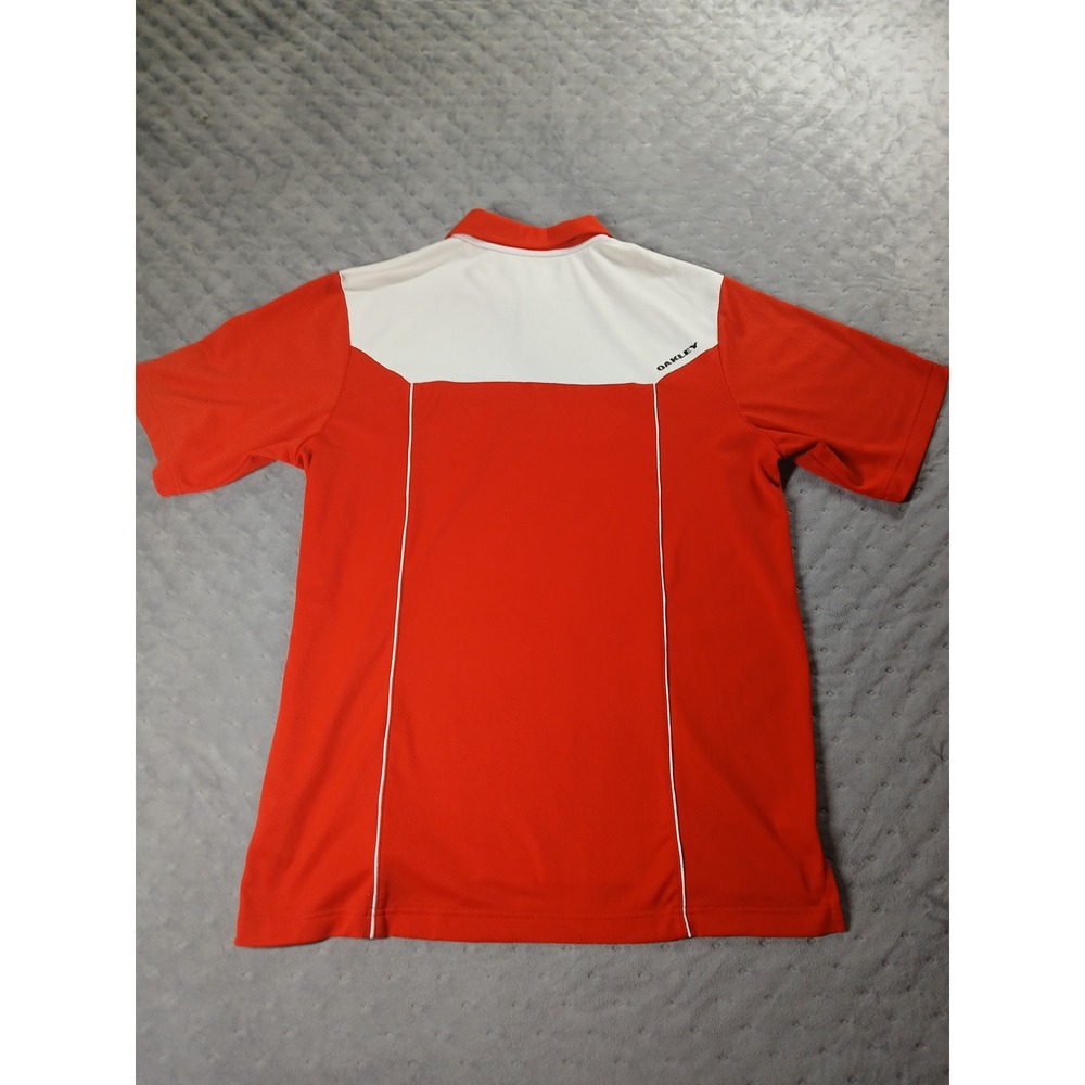 Oakley Mens Red White Quarter Zip Short Sleeve Golf Polo Shirt Large L - Picture 6 of 6